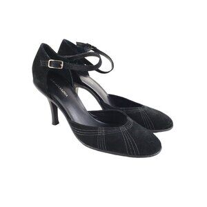 BCBG Max Azria Ankle Strap Heels Black Suede High Mary Jane Shoes Size 10